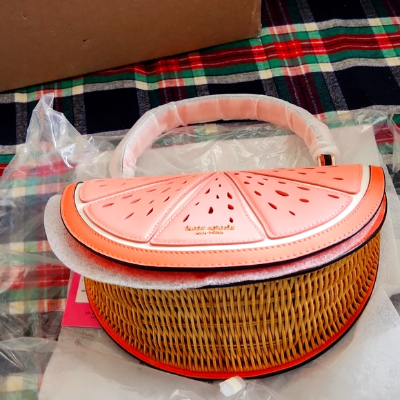 kate spade Handbags - Kate Spade Pink Squeeze Wicker Leather 3d Grapefruit Crossbody Bag NWT